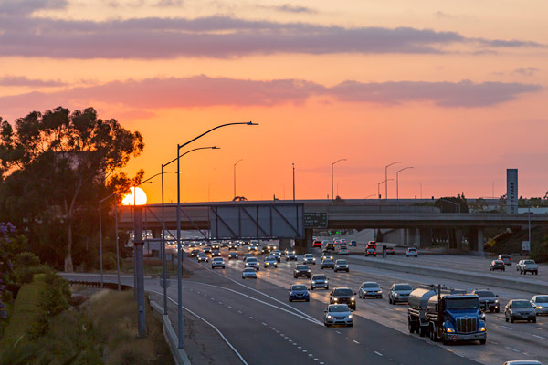 Sunset over an interstate
